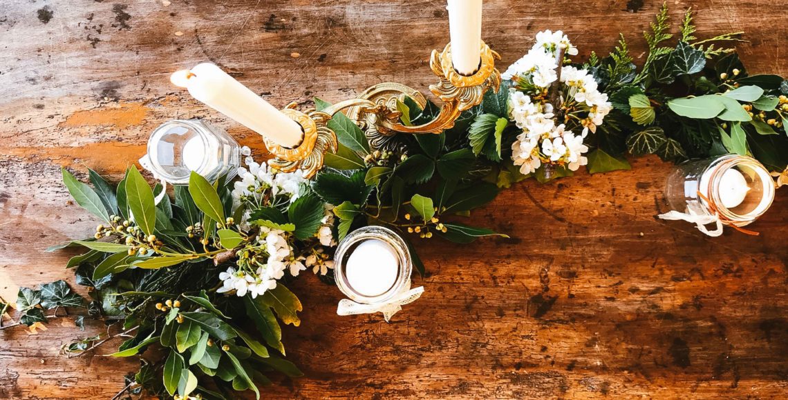 décoration florale mariage vintage chemin de table